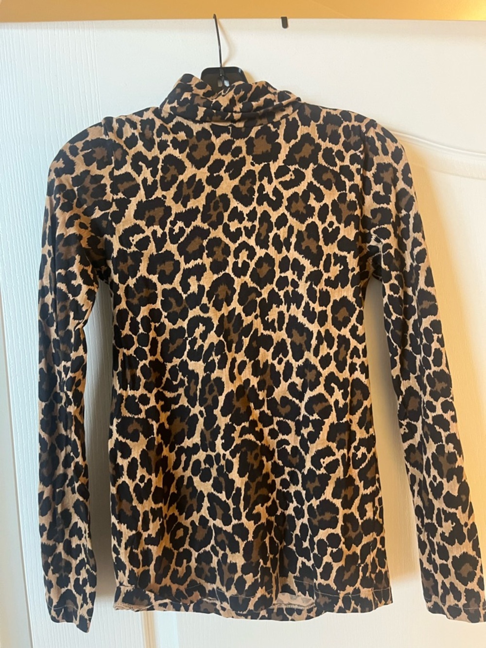 J. Crew Leopard Print Turtleneck Top - Black & Tan